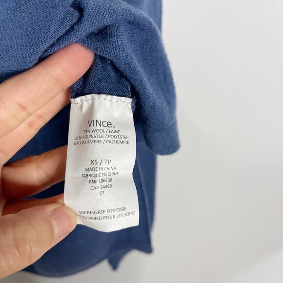 Vince Womens XSmall Blue Double V Neck Lightweight Sweater Wool Cashmere Blend - Picture 8 of 9